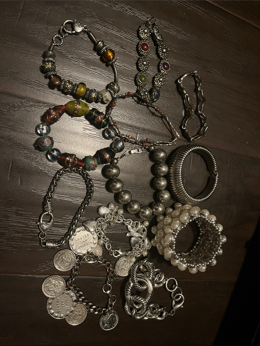 Mixed Silver Tone Women’s Bracelet Lot